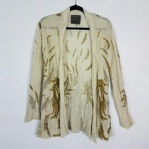 Guinevere Anthropologie Feather Print Cardigan